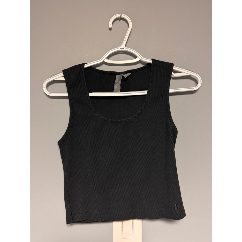 Sweaty Betty London Ribbed Crop Tank Top Black Womens Size Small Activewear
